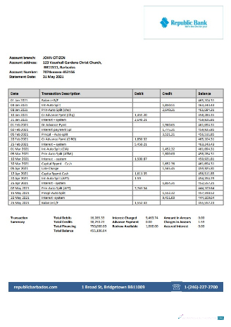 Download Barbados republic bank statement word version 2